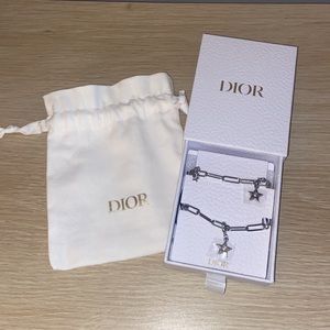 Dior Silver Tone Phone Charm and Pouch